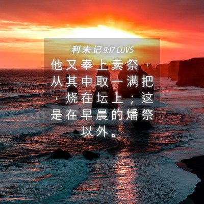 Picture 04 - 利 未 记 9:17 CUVS - 他 又 奉 上 素 祭 ， 从 其 中 取 一 - Bible Verse Picture
