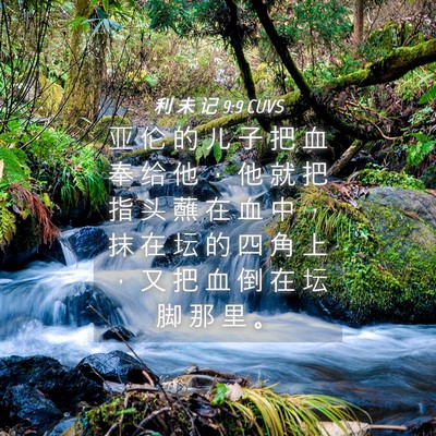 Picture 04 - 利 未 记 9:9 CUVS - 亚 伦 的 儿 子 把 血 奉 给 他 ， 他 - Bible Verse Picture