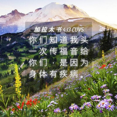 Picture 04 - 加 拉 太 书 4:13 CUVS - 你 们 知 道 我 头 一 次 传 福 音 给 - Bible Verse Picture