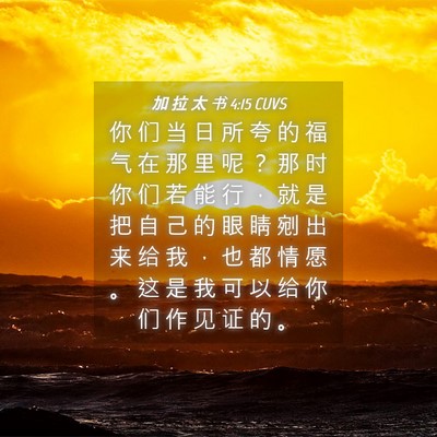 Picture 04 - 加 拉 太 书 4:15 CUVS - 你 们 当 日 所 夸 的 福 气 在 那 里 - Bible Verse Picture
