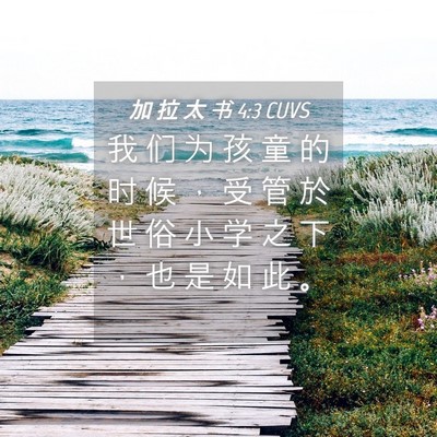 Picture 04 - 加 拉 太 书 4:3 CUVS - 我 们 为 孩 童 的 时 候 ， 受 管 於 - Bible Verse Picture