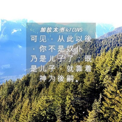 Picture 04 - 加 拉 太 书 4:7 CUVS - 可 见 ， 从 此 以 後 ， 你 不 是 奴 - Bible Verse Picture
