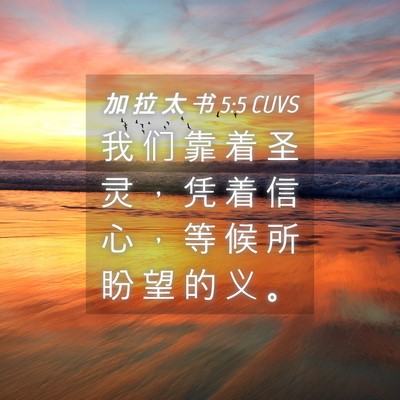 Picture 04 - 加 拉 太 书 5:5 CUVS - 我 们 靠 着 圣 灵 ， 凭 着 信 心 ， - Bible Verse Picture