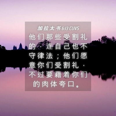Picture 04 - 加 拉 太 书 6:13 CUVS - 他 们 那 些 受 割 礼 的 ， 连 自 己 - Bible Verse Picture