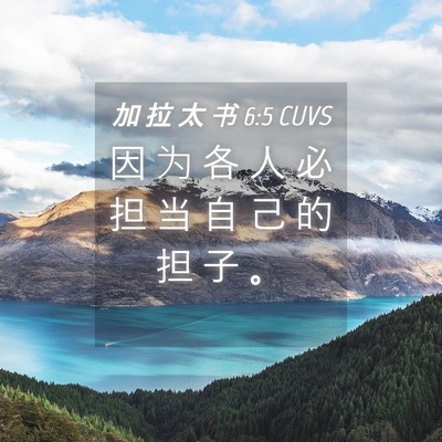 Picture 04 - 加 拉 太 书 6:5 CUVS - 因 为 各 人 必 担 当 自 己 的 担 子 - Bible Verse Picture