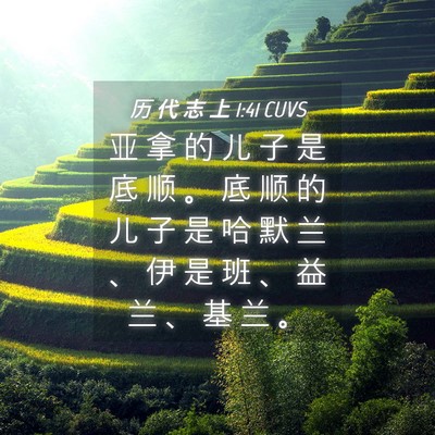 Picture 04 - 历 代 志 上 1:41 CUVS - 亚 拿 的 儿 子 是 底 顺 。 底 顺 的 - Bible Verse Picture