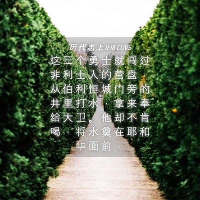 Picture 04 - 历 代 志 上 11:18 CUVS - 这 三 个 勇 士 就 闯 过 非 利 士 人 - Bible Verse Picture