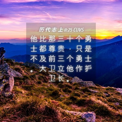 Picture 04 - 历 代 志 上 11:25 CUVS - 他 比 那 三 十 个 勇 士 都 尊 贵 ， - Bible Verse Picture