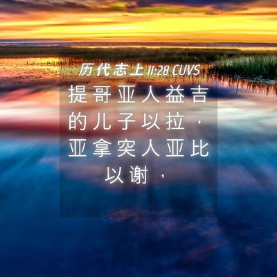 Picture 04 - 历 代 志 上 11:28 CUVS - 提 哥 亚 人 益 吉 的 儿 子 以 拉 ， - Bible Verse Picture