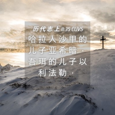 Picture 04 - 历 代 志 上 11:35 CUVS - 哈 拉 人 沙 甲 的 儿 子 亚 希 暗 ， - Bible Verse Picture