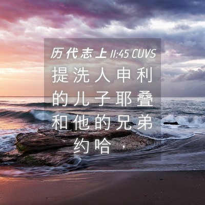 Picture 04 - 历 代 志 上 11:45 CUVS - 提 洗 人 申 利 的 儿 子 耶 叠 和 他 - Bible Verse Picture
