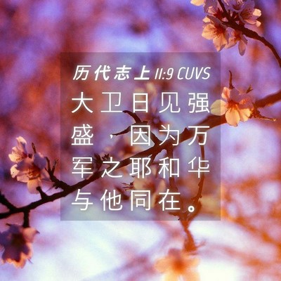 Picture 04 - 历 代 志 上 11:9 CUVS - 大 卫 日 见 强 盛 ， 因 为 万 军 之 - Bible Verse Picture