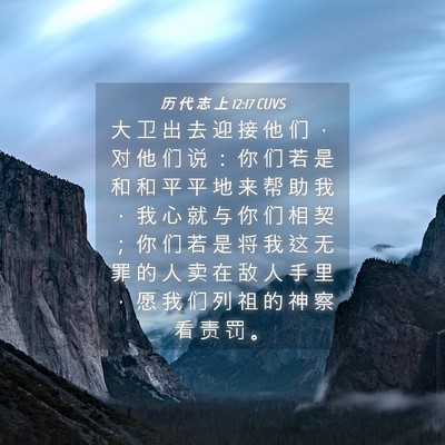 Picture 04 - 历 代 志 上 12:17 CUVS - 大 卫 出 去 迎 接 他 们 ， 对 他 们 - Bible Verse Picture