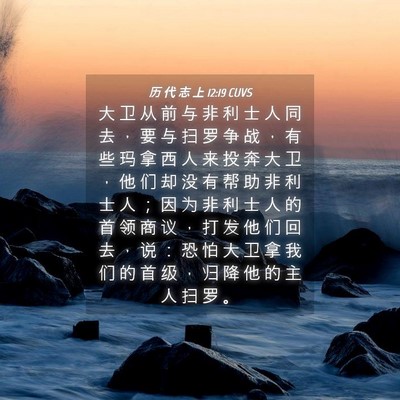 Picture 04 - 历 代 志 上 12:19 CUVS - 大 卫 从 前 与 非 利 士 人 同 去 ， - Bible Verse Picture