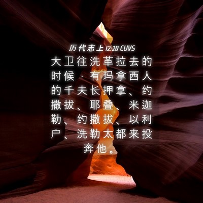 Picture 04 - 历 代 志 上 12:20 CUVS - 大 卫 往 洗 革 拉 去 的 时 候 ， 有 - Bible Verse Picture