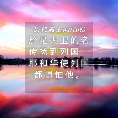 Picture 04 - 历 代 志 上 14:17 CUVS - 於 是 大 卫 的 名 传 扬 到 列 国 ， - Bible Verse Picture