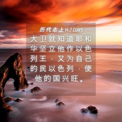 Picture 04 - 历 代 志 上 14:2 CUVS - 大 卫 就 知 道 耶 和 华 坚 立 他 作 - Bible Verse Picture