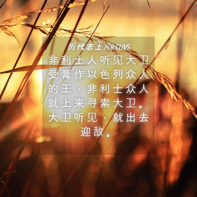 Picture 04 - 历 代 志 上 14:8 CUVS - 非 利 士 人 听 见 大 卫 受 膏 作 以 - Bible Verse Picture