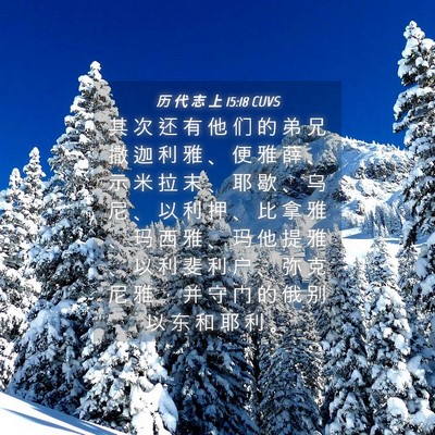 Picture 04 - 历 代 志 上 15:18 CUVS - 其 次 还 有 他 们 的 弟 兄 撒 迦 利 - Bible Verse Picture