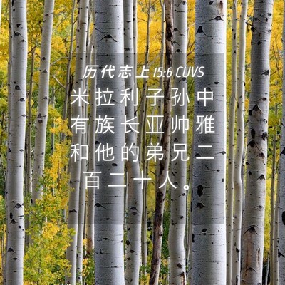 Picture 04 - 历 代 志 上 15:6 CUVS - 米 拉 利 子 孙 中 有 族 长 亚 帅 雅 - Bible Verse Picture