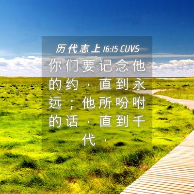 Picture 04 - 历 代 志 上 16:15 CUVS - 你 们 要 记 念 他 的 约 ， 直 到 永 - Bible Verse Picture