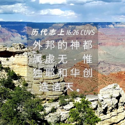 Picture 04 - 历 代 志 上 16:26 CUVS - 外 邦 的 神 都 属 虚 无 ， 惟 独 耶 - Bible Verse Picture