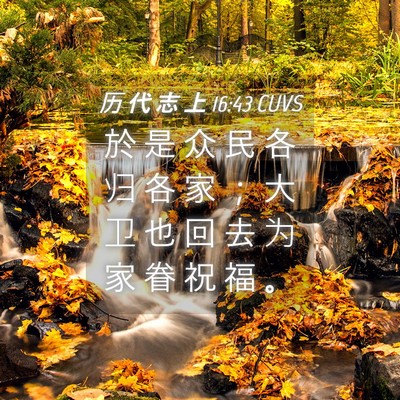 Picture 04 - 历 代 志 上 16:43 CUVS - 於 是 众 民 各 归 各 家 ； 大 卫 也 - Bible Verse Picture
