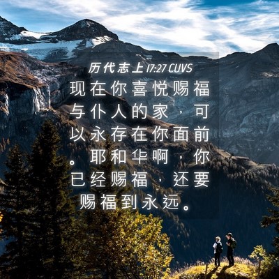 Picture 04 - 历 代 志 上 17:27 CUVS - 现 在 你 喜 悦 赐 福 与 仆 人 的 家 - Bible Verse Picture
