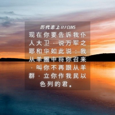Picture 04 - 历 代 志 上 17:7 CUVS - 现 在 你 要 告 诉 我 仆 人 大 卫 ， - Bible Verse Picture