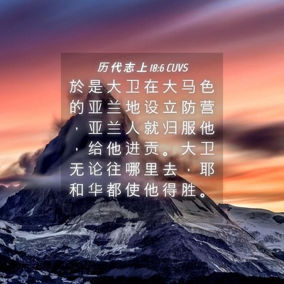 Picture 04 - 历 代 志 上 18:6 CUVS - 於 是 大 卫 在 大 马 色 的 亚 兰 地 - Bible Verse Picture