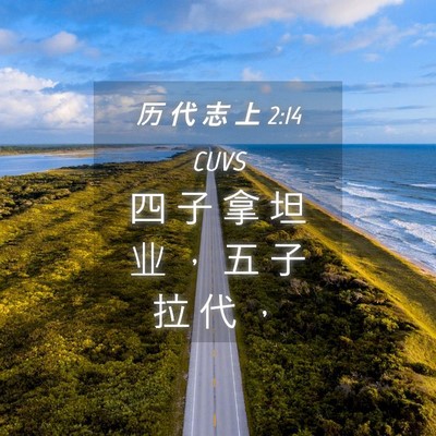 Picture 04 - 历 代 志 上 2:14 CUVS - 四 子 拿 坦 业 ， 五 子 拉 代 - Bible Verse Picture
