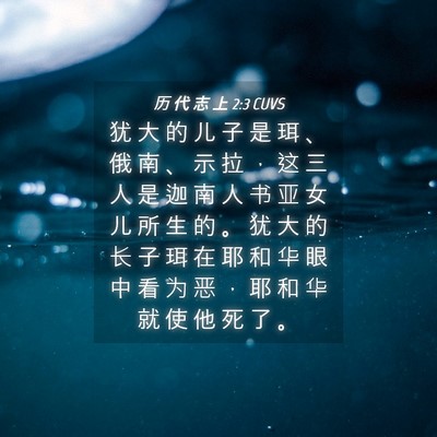 Picture 04 - 历 代 志 上 2:3 CUVS - 犹 大 的 儿 子 是 珥 、 俄 南 、 示 - Bible Verse Picture