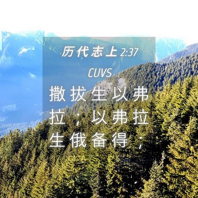 Picture 04 - 历 代 志 上 2:37 CUVS - 撒 拔 生 以 弗 拉 ； 以 弗 拉 生 俄 - Bible Verse Picture