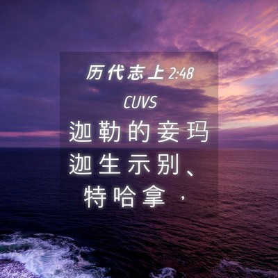 Picture 04 - 历 代 志 上 2:48 CUVS - 迦 勒 的 妾 玛 迦 生 示 别 、 特 哈 - Bible Verse Picture