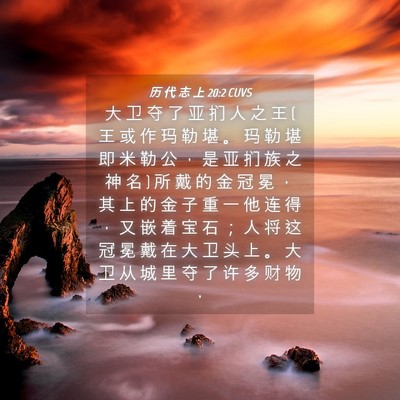 Picture 04 - 历 代 志 上 20:2 CUVS - 大 卫 夺 了 亚 扪 人 之 王 ( 王 或 作 - Bible Verse Picture