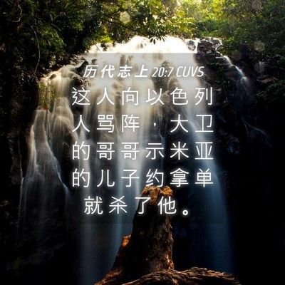 Picture 04 - 历 代 志 上 20:7 CUVS - 这 人 向 以 色 列 人 骂 阵 ， 大 卫 - Bible Verse Picture