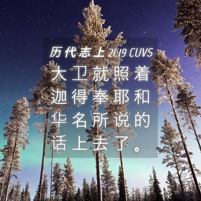 Picture 04 - 历 代 志 上 21:19 CUVS - 大 卫 就 照 着 迦 得 奉 耶 和 华 名 - Bible Verse Picture