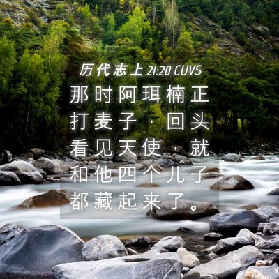 Picture 04 - 历 代 志 上 21:20 CUVS - 那 时 阿 珥 楠 正 打 麦 子 ， 回 头 - Bible Verse Picture