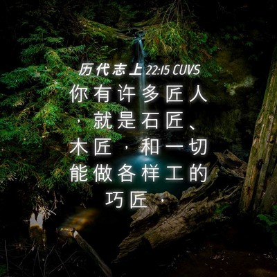 Picture 04 - 历 代 志 上 22:15 CUVS - 你 有 许 多 匠 人 ， 就 是 石 匠 、 - Bible Verse Picture