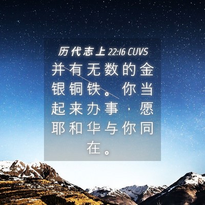 Picture 04 - 历 代 志 上 22:16 CUVS - 并 有 无 数 的 金 银 铜 铁 。 你 当 - Bible Verse Picture