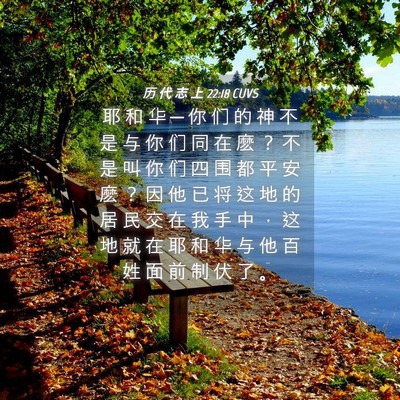 Picture 04 - 历 代 志 上 22:18 CUVS - 耶 和 华 ─ 你 们 的 神 不 是 与 你 - Bible Verse Picture