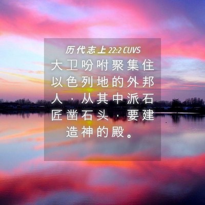 Picture 04 - 历 代 志 上 22:2 CUVS - 大 卫 吩 咐 聚 集 住 以 色 列 地 的 - Bible Verse Picture