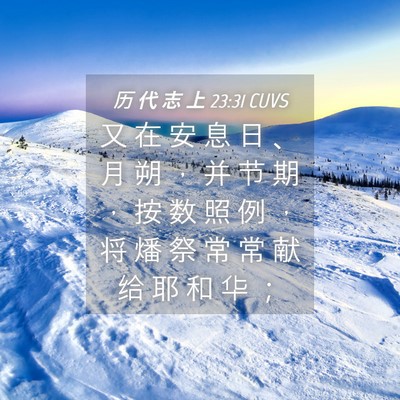 Picture 04 - 历 代 志 上 23:31 CUVS - 又 在 安 息 日 、 月 朔 ， 并 节 期 - Bible Verse Picture