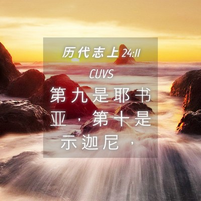 Picture 04 - 历 代 志 上 24:11 CUVS - 第 九 是 耶 书 亚 ， 第 十 是 示 迦 - Bible Verse Picture