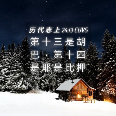 Picture 04 - 历 代 志 上 24:13 CUVS - 第 十 三 是 胡 巴 ， 第 十 四 是 耶 - Bible Verse Picture