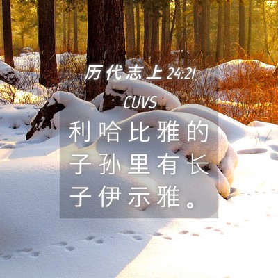 Picture 04 - 历 代 志 上 24:21 CUVS - 利 哈 比 雅 的 子 孙 里 有 长 子 伊 - Bible Verse Picture