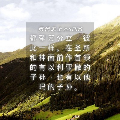 Picture 04 - 历 代 志 上 24:5 CUVS - 都 掣 签 分 立 ， 彼 此 一 样 。 在 - Bible Verse Picture