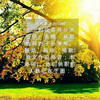 Picture 04 - 历 代 志 上 25:1 CUVS - 大 卫 和 众 首 领 分 派 亚 萨 、 希 - Bible Verse Picture