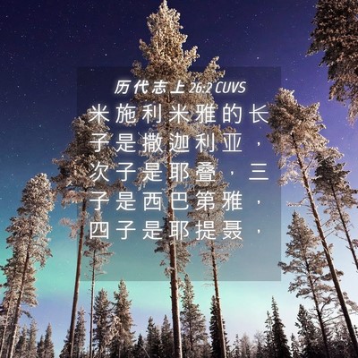 Picture 04 - 历 代 志 上 26:2 CUVS - 米 施 利 米 雅 的 长 子 是 撒 迦 利 - Bible Verse Picture