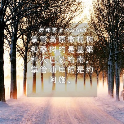 Picture 04 - 历 代 志 上 27:28 CUVS - 掌 管 高 原 橄 榄 树 和 桑 树 的 是 - Bible Verse Picture